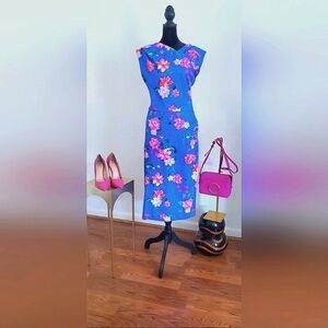 Alexia Admor Blue Floral Midi Dress